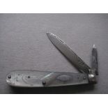 George Iii Mother of Pearl Hafted Twin Bladed Silver Bladed Folding Fruit Knife