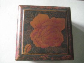 Vintage Chinese Lacquered Flower Engraved Box
