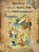 Alice in Wonderland & The Flamingo Designed Large Metal Wall Art