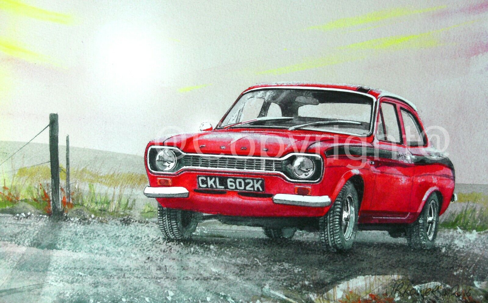 Ford Escort MK1 Mexico Red Nostalgic British Car Metal Wall Art