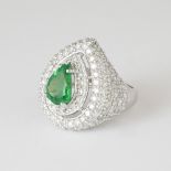 Diamond Ring & White Gold Designer Tsavorite - GRS Certified