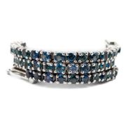 14K White Gold Tennis Bracelet - 4.30ct Sapphire Bracelet – Blue Green Gems