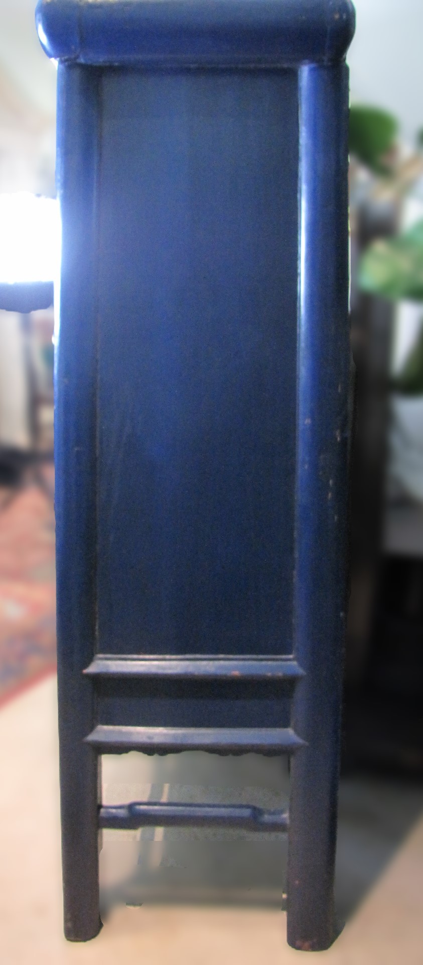 Antique Chinese Blue Lacquer Marriage Cabinet - Image 3 of 5