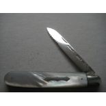 Rare Edwardian Saw Silver Bladed Folding Fruit Knife