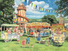 Vintage Village Summer ""Funfair On The Green"" Large Metal Wall Art