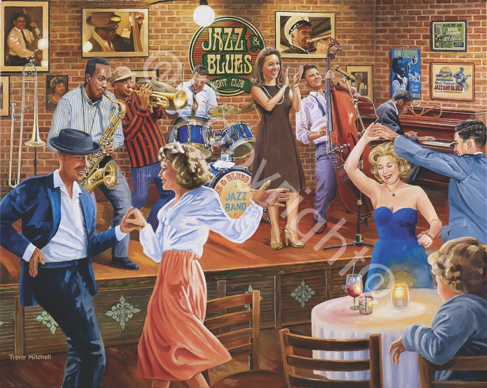 Jazz & Blues Nightclub Nostalgic Music Scene Metal Wall Art