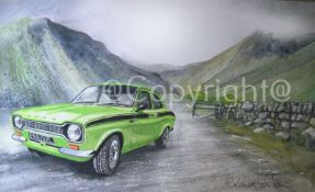 Ford Escort 1970's Green Mexico MK1 Vintage British Car Metal Wall Art