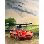 Jaguar Nostalgic Iconic Red E-Type Large Metal Wall Art