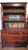 Antique early 19th C. open bookcase on chest