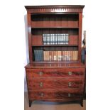 Antique early 19th C. open bookcase on chest