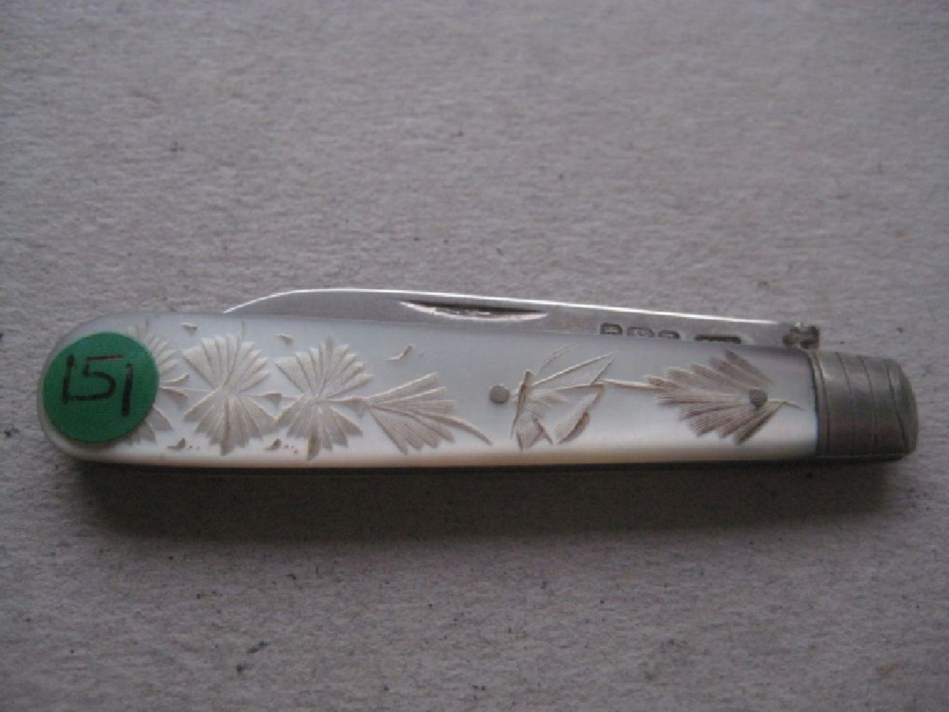 Edwardian Mother of Pearl Hafted Silver Bladed Folding Fruit Knife - Image 6 of 7