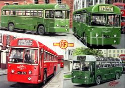 London Transport RF Bus Montage Large Metal Wall Art.