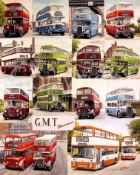 Greater Manchester Nostalgic Bus Montage Large Metal Wall Art.