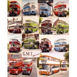 Greater Manchester Nostalgic Bus Montage Large Metal Wall Art.