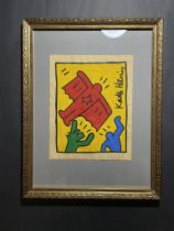 Vintage Keith Haring Acryl Art Work by Haring Estate Signed