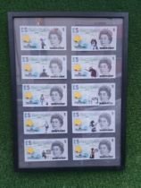 Lot 10 Banksy Dismaland 2015 Weston-Super-Mare Canvas 5 GBP Note Framed Ticket +