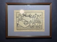 Vintage Keith Haring Acryl Art Work by Haring Estate Signed