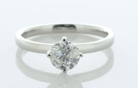 Platinum Single Stone Fancy Claw Set Diamond Ring 0.91 Carats