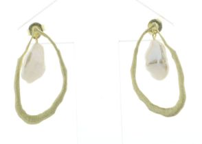 Gold Plated Silver Freshwater Cultured Pearl Earrings