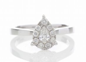 18ct White Gold Pear Cluster Diamond Ring 0.50 Carats