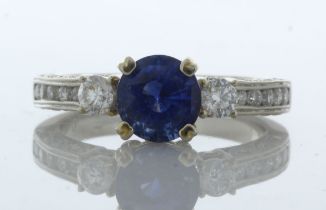 18ct White Gold Diamond and Sapphire Ring (S1.96) 0.45 Carats