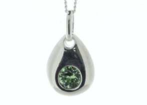 Sterling Silver Pendant August Birthstone 4mm Period Crystal