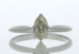 18ct White Gold Single Stone Marquise Cut Diamond Ring (0.52) 0.56 Carats