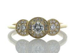 18ct Yellow Gold Three Stone Rub Over Set Diamond Ring (0.21) 0.43 Carats