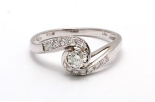 18ct White Gold Twist Shoulders Diamond Ring 0.43 Carats