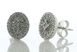 9ct White Gold Oval Cluster Diamond Stud Earring 0.25 Carats