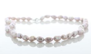 18 Inch Freshwater Cultured 6.5 - 7.0mm Pearl Necklace With Silver Clasp