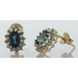 9ct Yellow Gold Diamond and Sapphire Earring (S0.78) 0.12