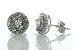 14ct White Gold Diamond Round Cluster Stud Earring 0.25 Carats