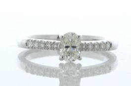 18ct White Gold Oval Cut Diamond Ring (0.37) 0.65 Carats
