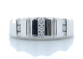 18ct White Gold Illusion Set Semi Eternity Diamond Ring 0.30 Carats