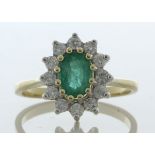 9ct Yellow Gold Oval Centre and Emerald Ring (E0.65) 0.40 Carats