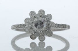 18ct White Gold Flower Halo Diamond Ring 0.76 Carats