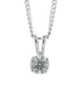 18ct White Gold Single Stone Prong Set Diamond Pendant 0.44 Carats