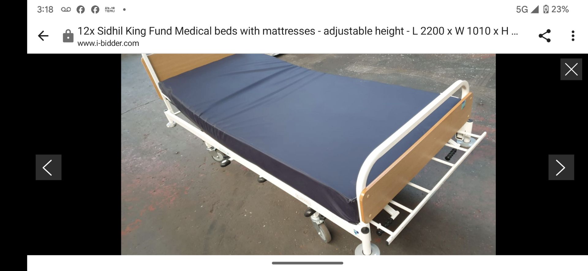 5 x Sidhil Kings Fund Hydraulic Hospital Beds With Mattresses - Image 3 of 6