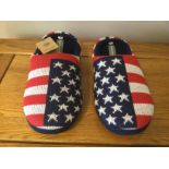 Men's Dunlop, “USA Stars and Stripes” Memory Foam, Mule Slippers, Size L (10/11) - New