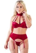 Cottelli Lingerie Red Velvet Suspender Set RRP £ 42.99 Size C/M