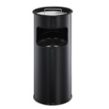 Durable Waste Basket Round Metal With Ashtray 17 Litre Bin - 2 Litre Ashtray