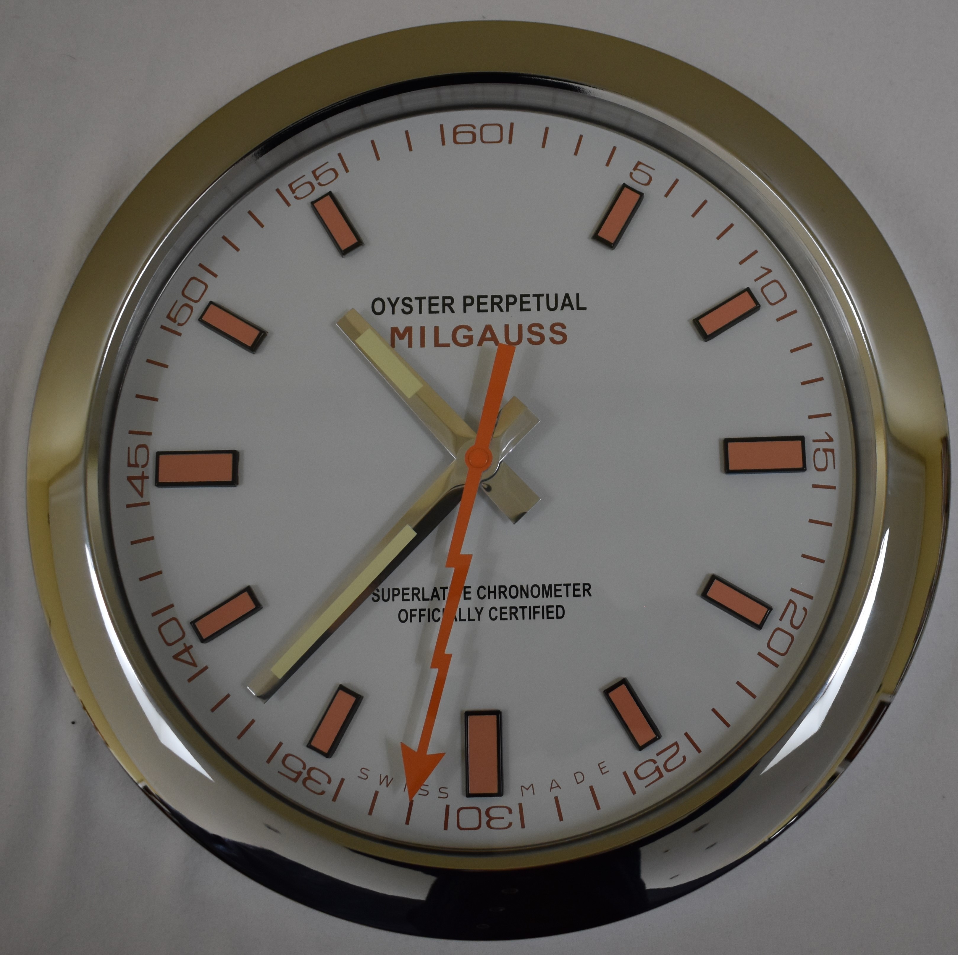 Milgauss 34 cm Silver Body White Dial Clock - Image 2 of 2