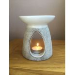 Piquaboo Large “Rustic White” Ceramic Oil Burner Height 13cm, New With Gift Box
