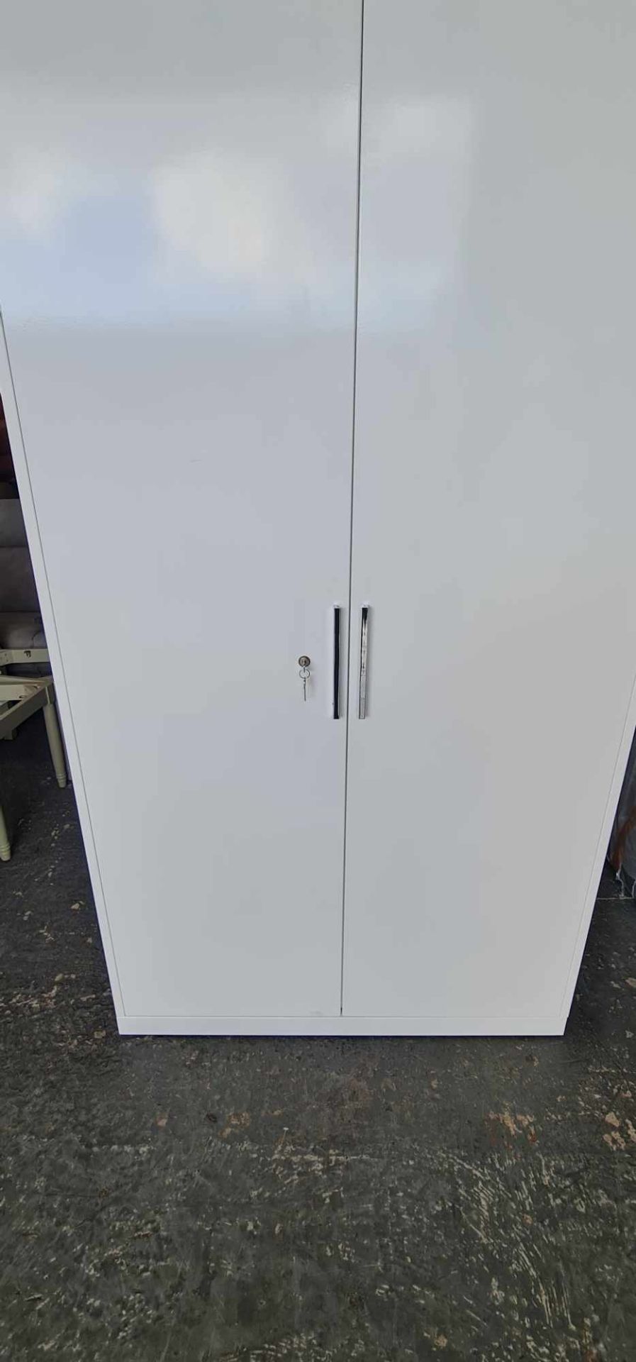6Ft Metal 2 Door White Locker For Storage - Image 6 of 6