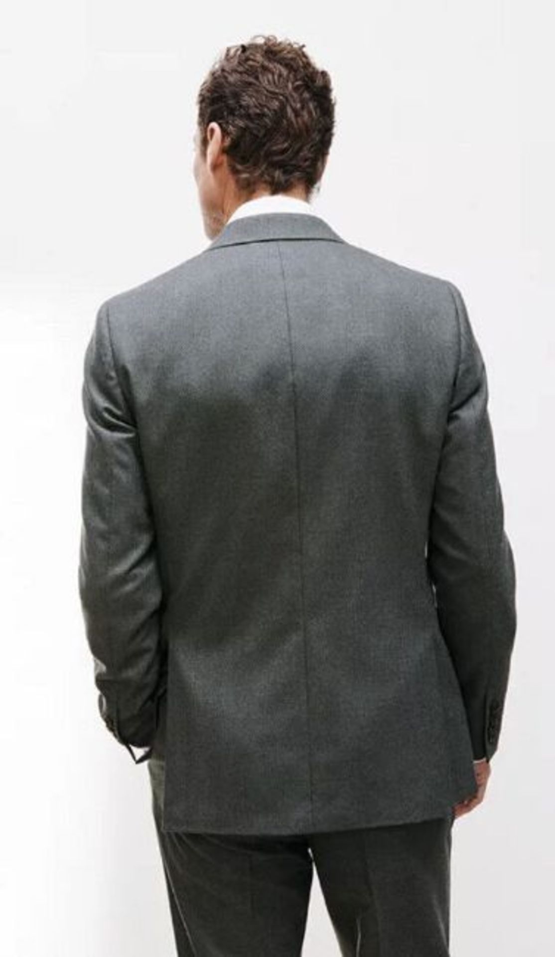 John Lewis Wool Flannel Regular Fit Suit Jacket, Charcoal Size 40R | RRP £170 - Image 3 of 6