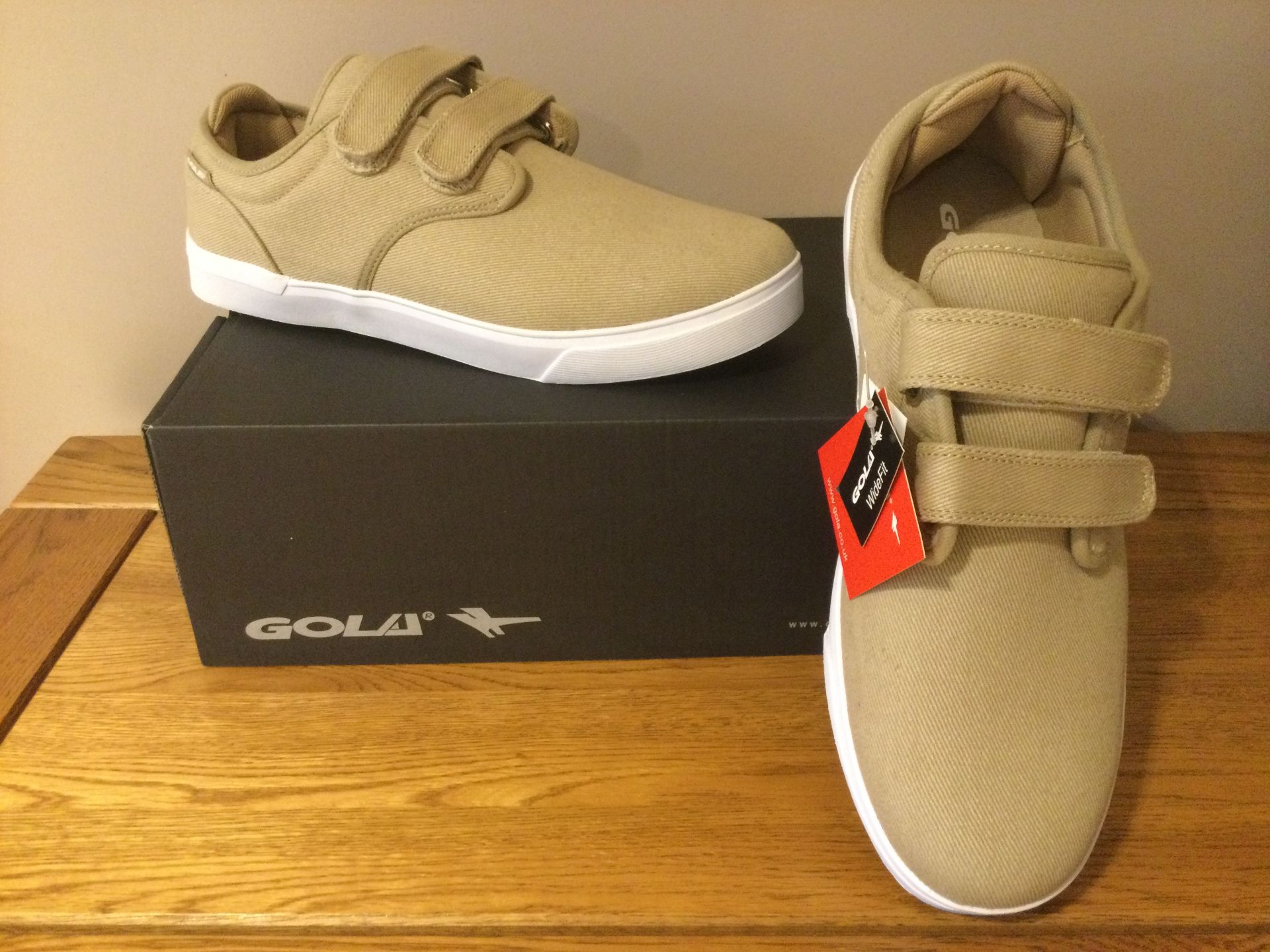 Gola “Panama” QF Men's Wide Fit Trainers, Size 10, Taupe/White - New RRP £36.00 - Bild 2 aus 5