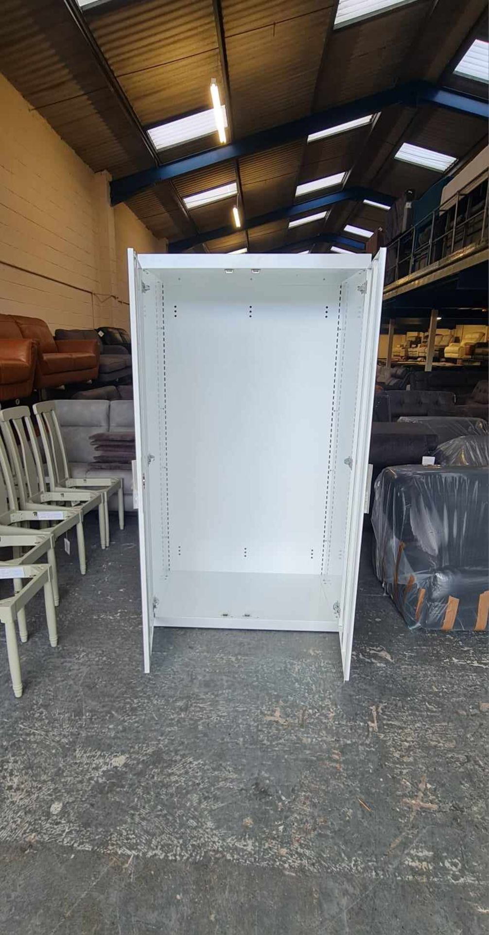 6Ft Metal 2 Door White Locker For Storage - Image 5 of 6