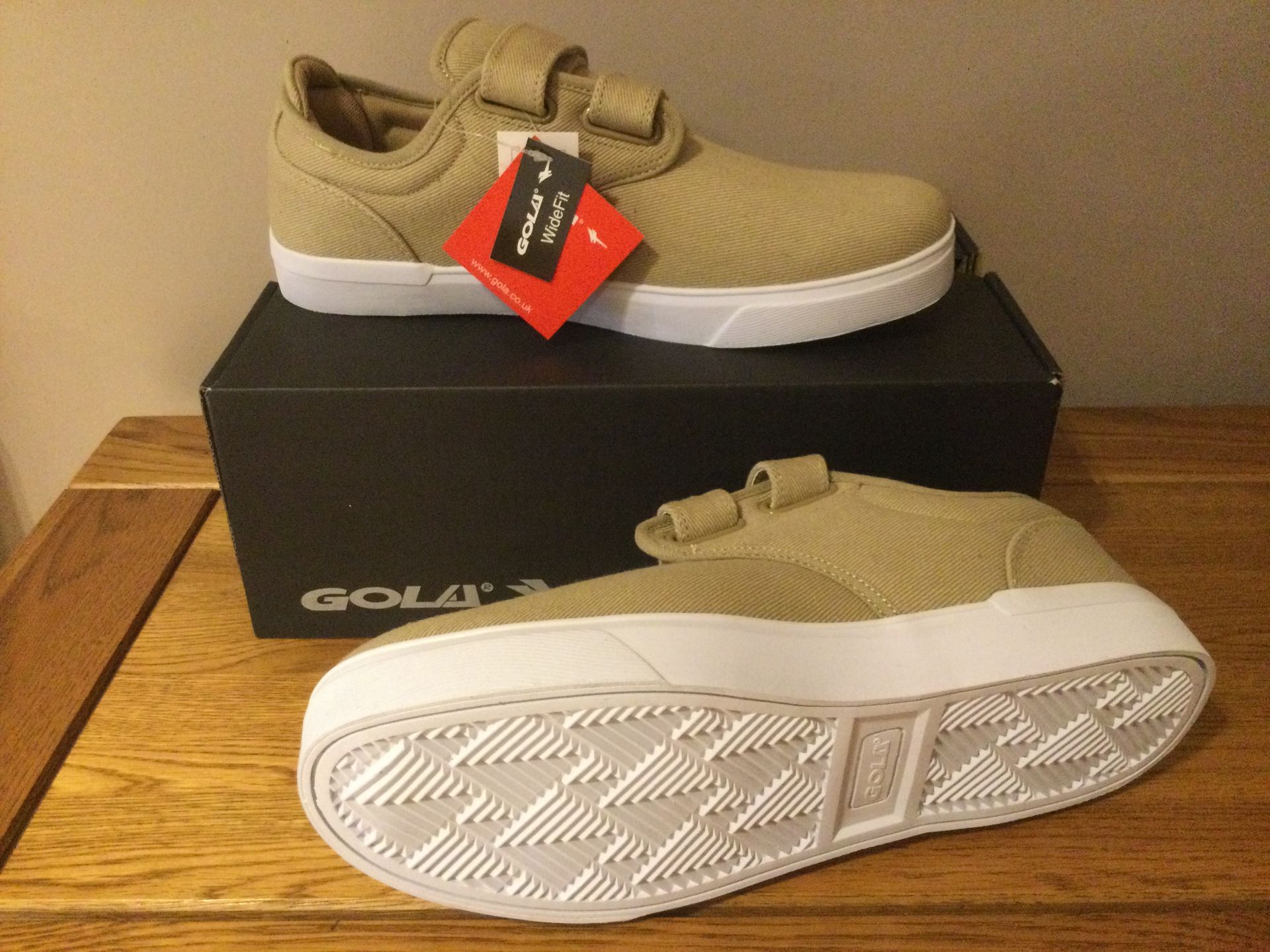 Gola “Panama” QF Men's Wide Fit Trainers, Size 10, Taupe/White - New RRP £36.00 - Bild 4 aus 5