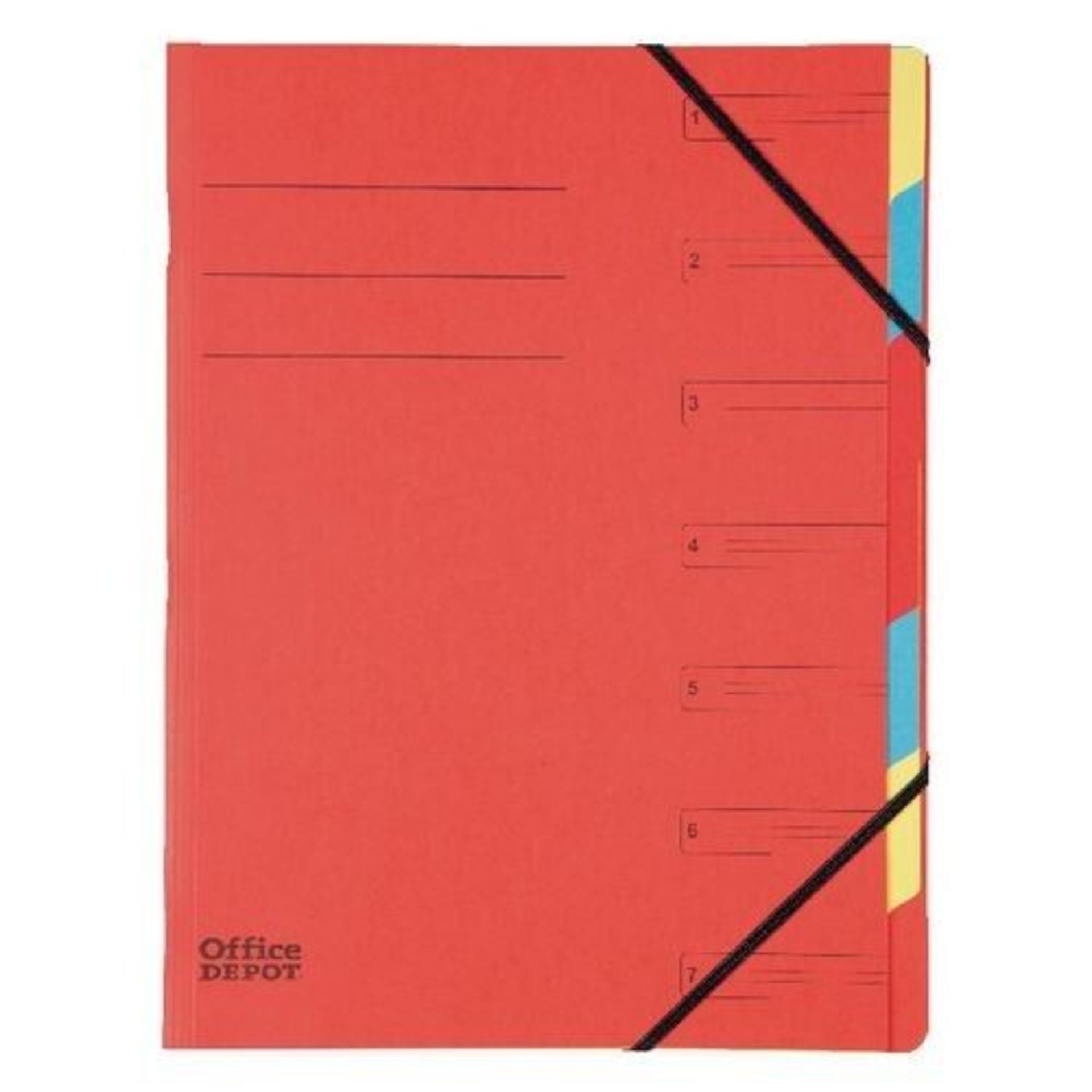 78 x A4 7 Part Files, Colour Tabbed,Elasticated, Stapled Spine, Red,